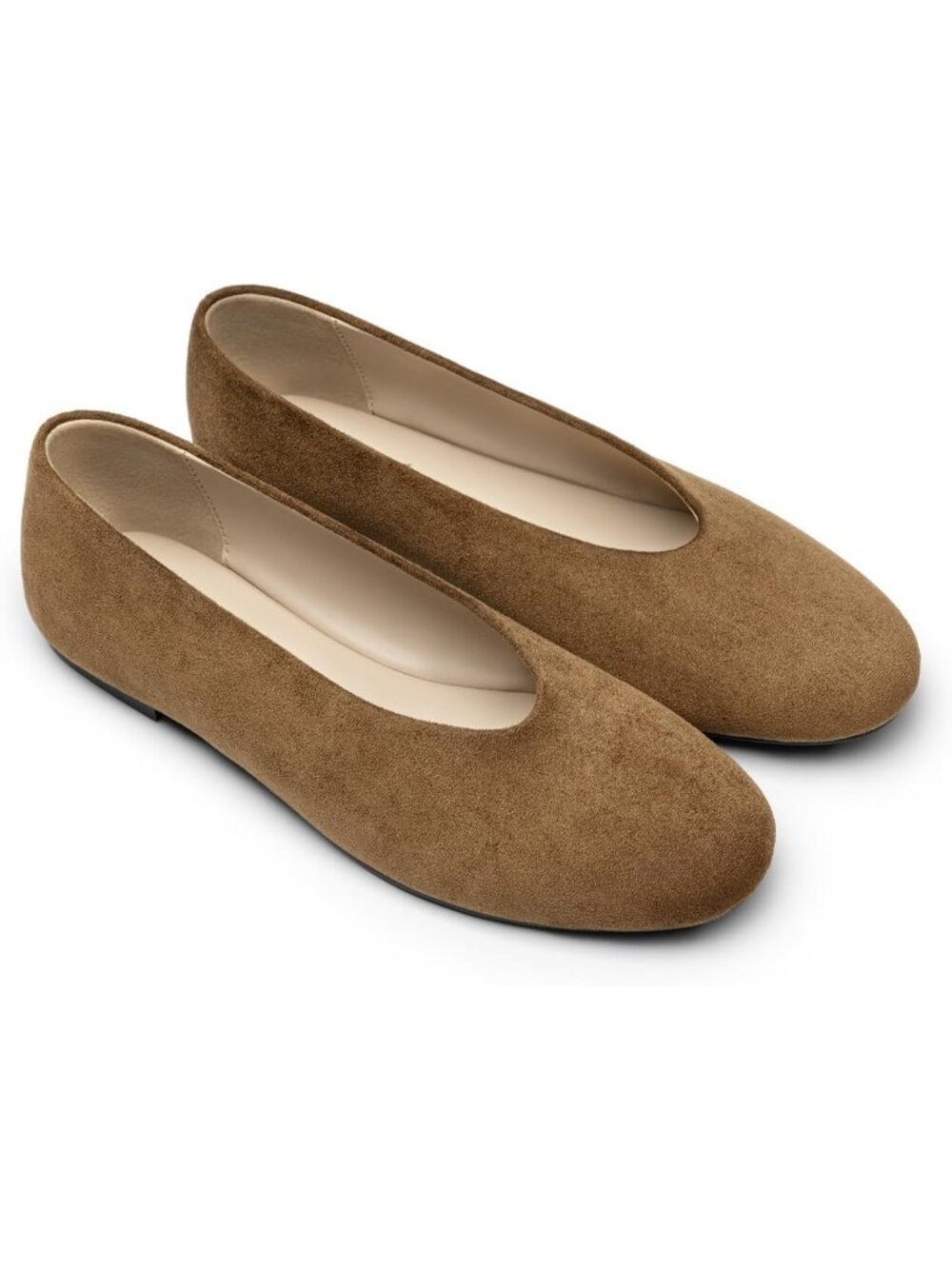 Athlefit Women's Brown Suede Closed Round Toe Comfort Flats Slip On Casual Shoes